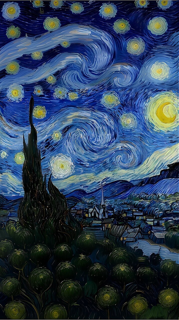 梵高《星空》手机竖版壁纸分享 (ai作图扩展)