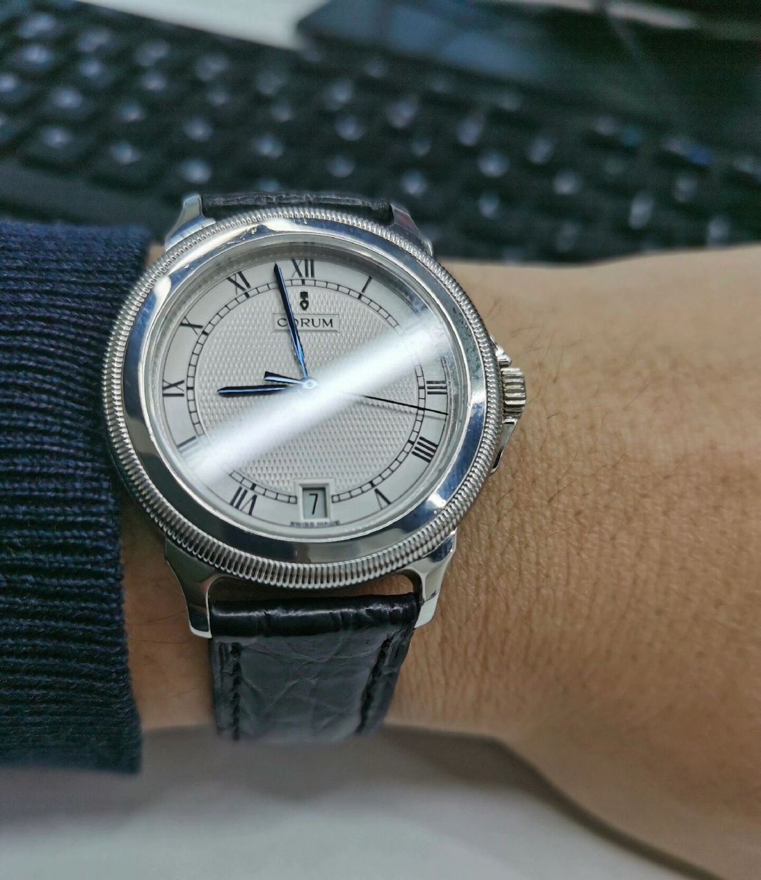 昆仑少见正装表35mm男女可戴~完美 昆仑corum瑞士男士手表95新(非