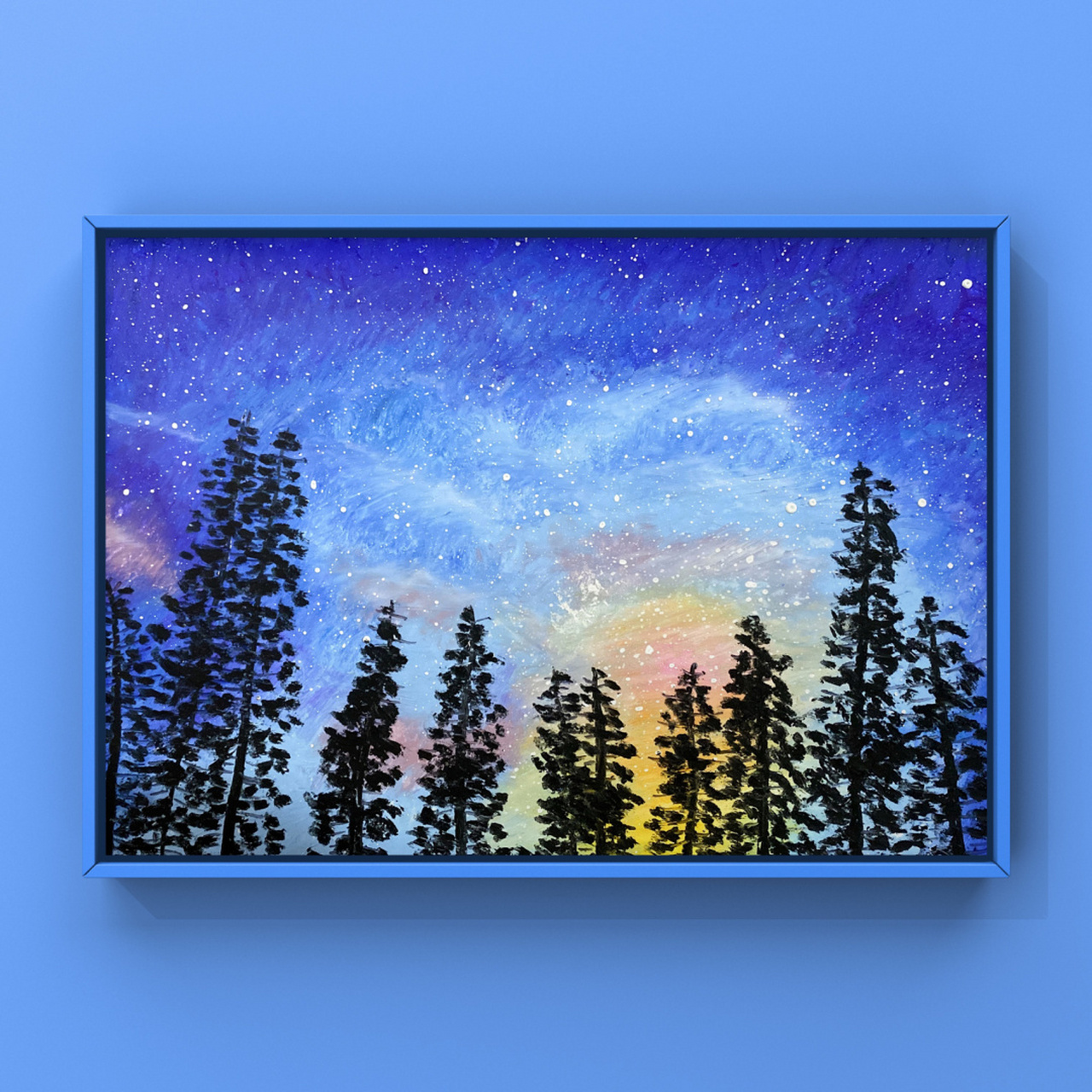 0 静谧而美好的星空. 这一幅不费时间,并且很容易出效果.