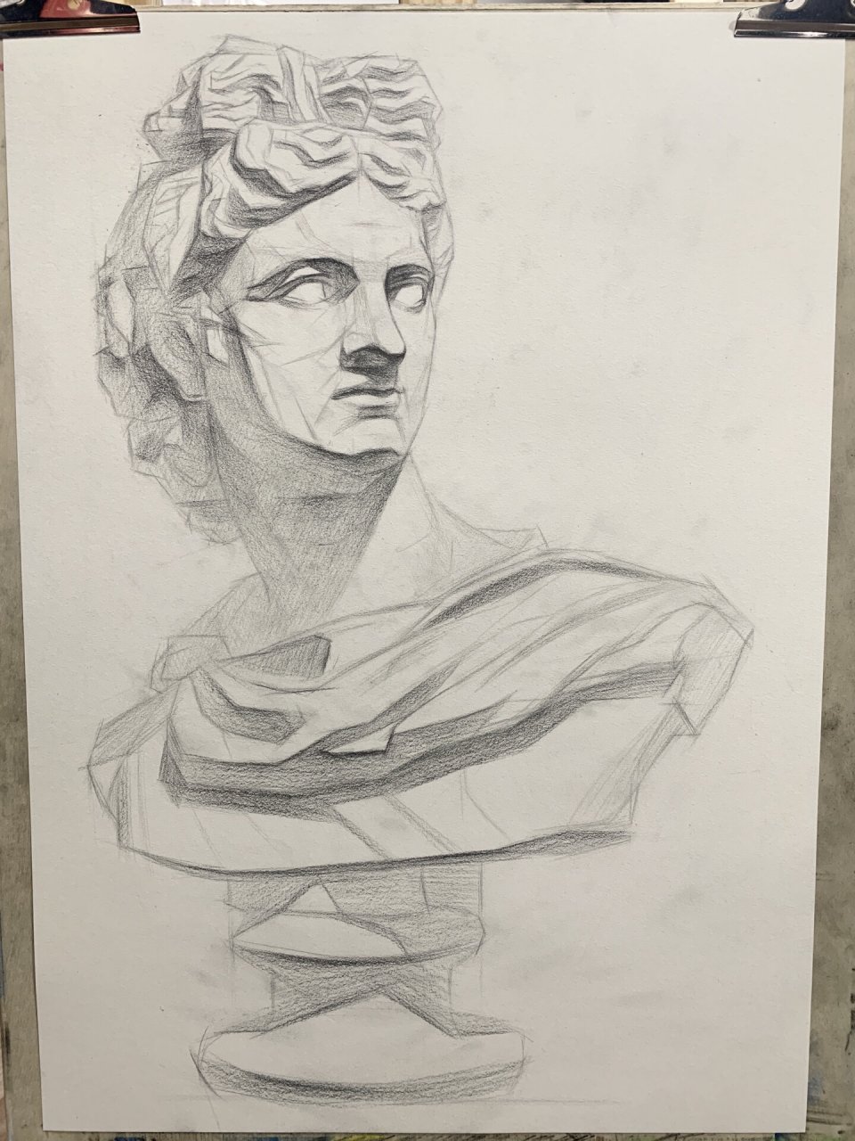 详细的阿波罗石膏像打型步骤 下午起了张阿波罗石膏,铅笔.