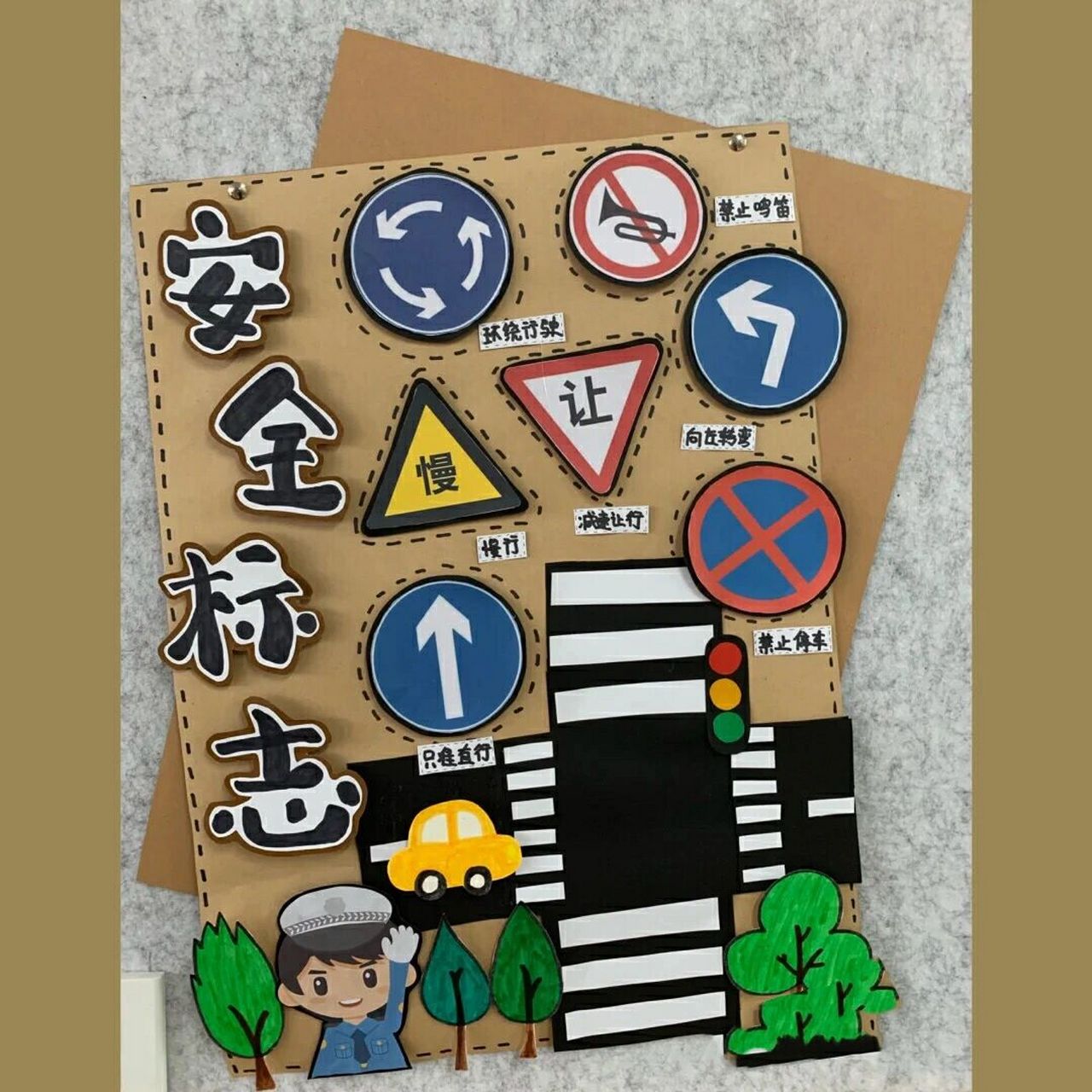 幼儿园主题环创——交通安全        红灯停,绿灯行,黄灯亮了等一等