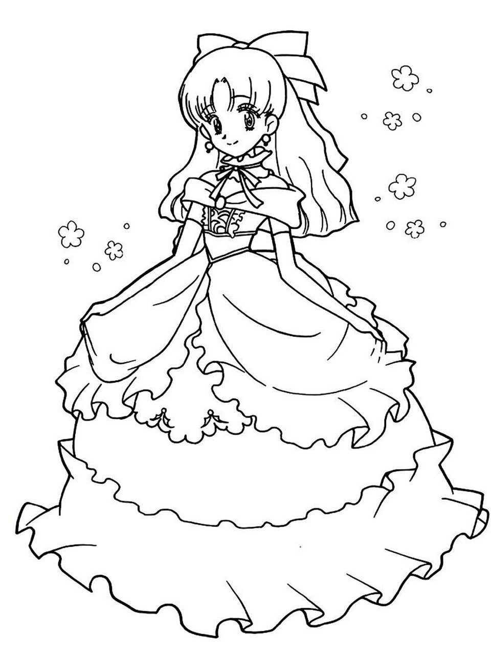 公主涂色线稿电子版可打印1 每个女孩心中都有一个公主梦