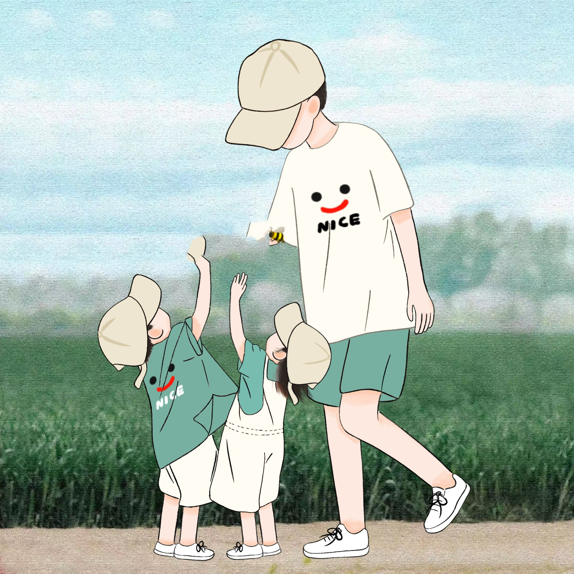 一家四口亲子头像之哥哥妹妹款