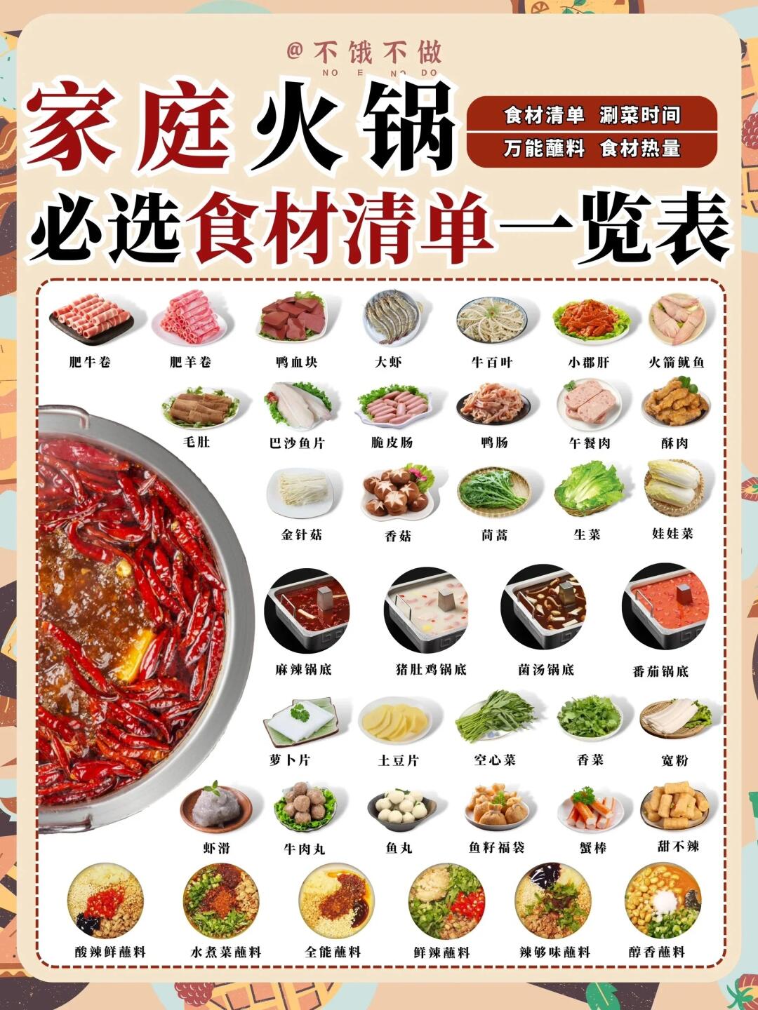 家庭火锅必点食材清单❗️内附超全涮煮时间