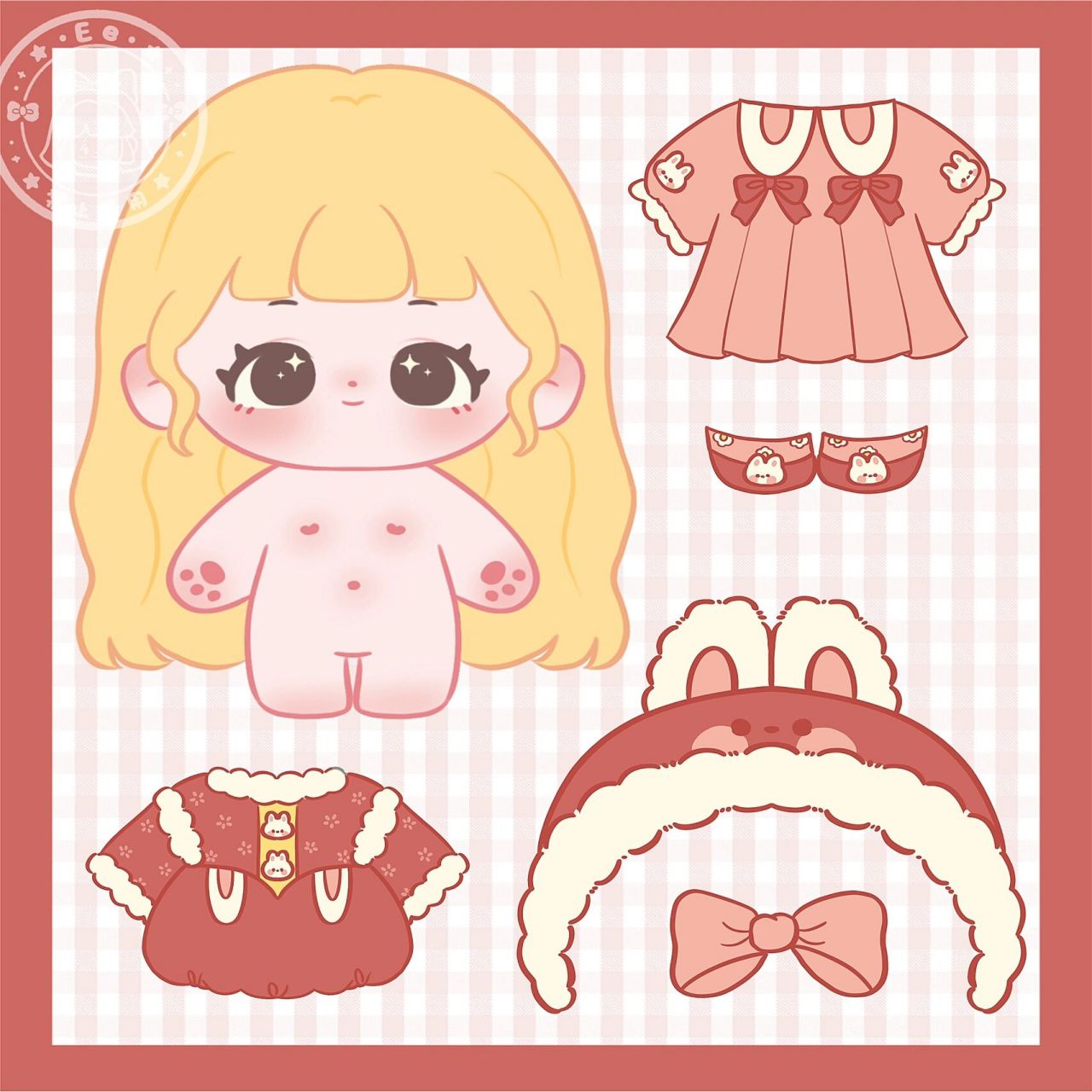 棉花娃娃换装贴纸⑤ 兔年年服穿起来