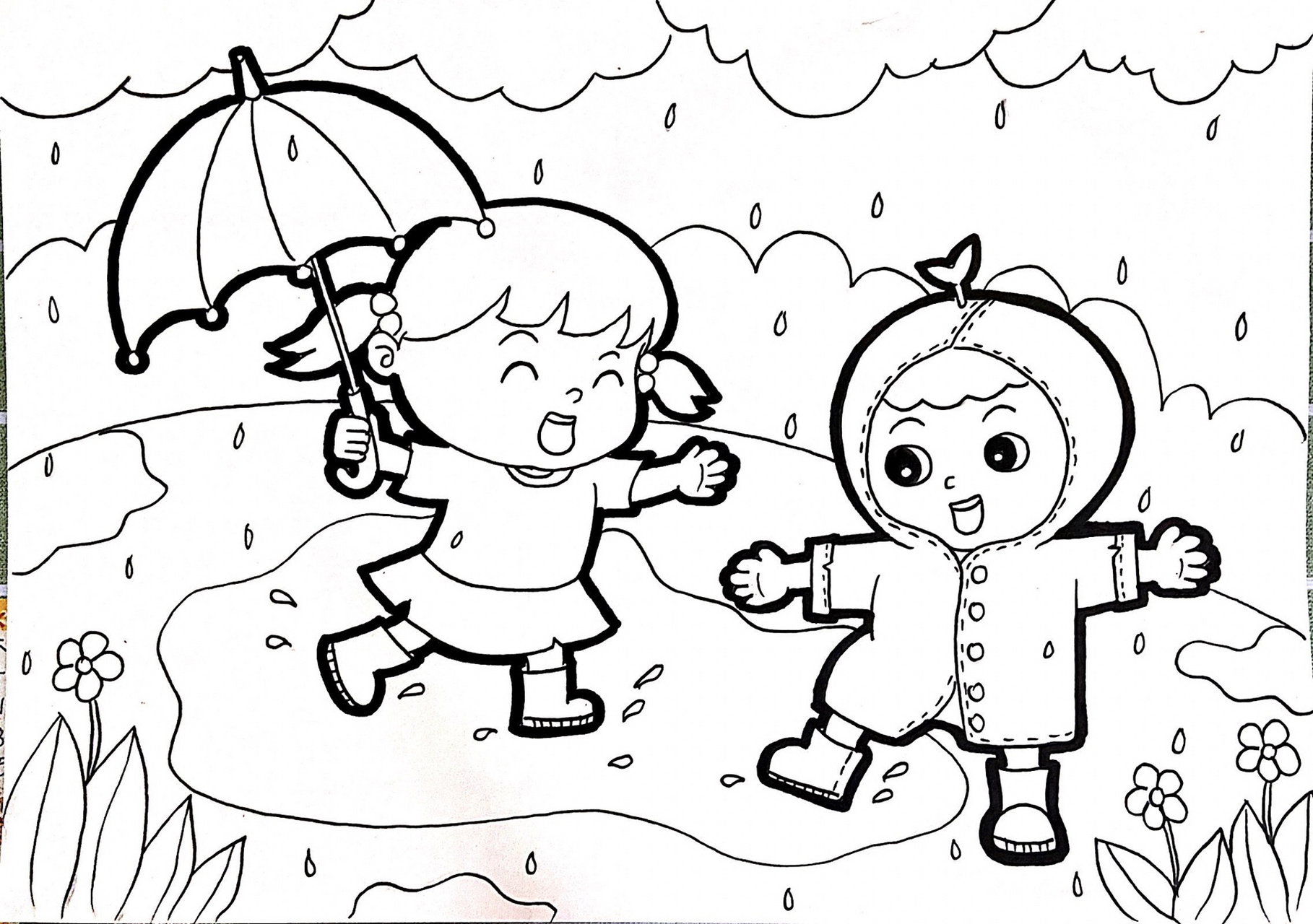 下雨了儿童画 简笔画图片