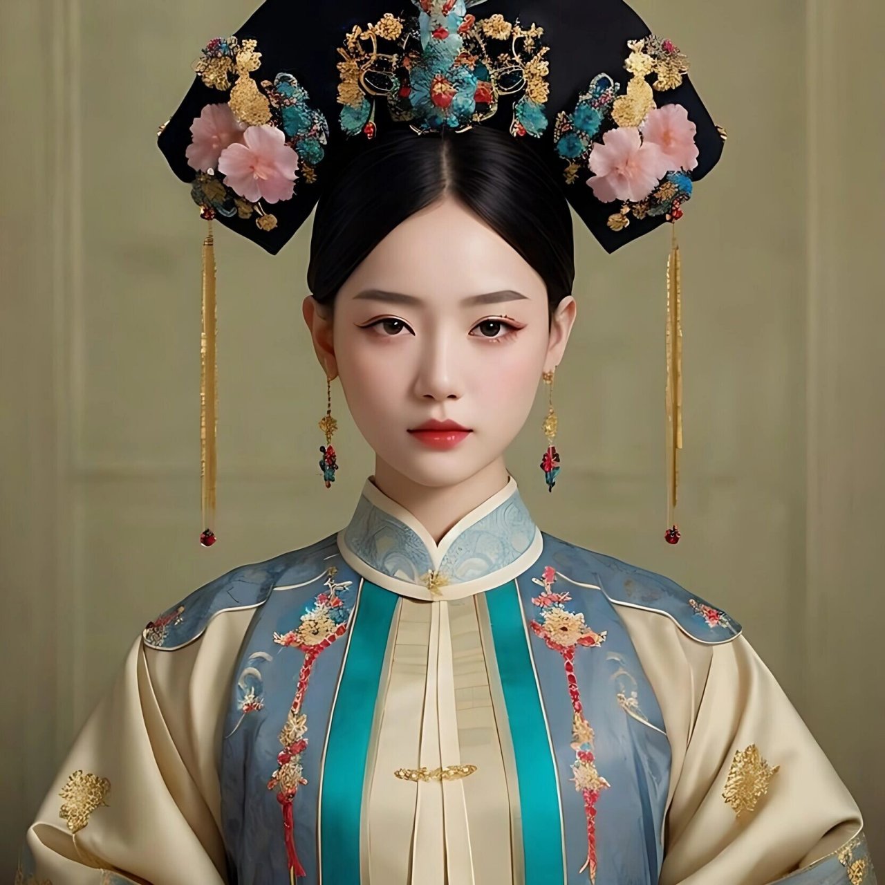 清代宫廷古装 嫔妃们什么时候会穿黑色的旗装呀?