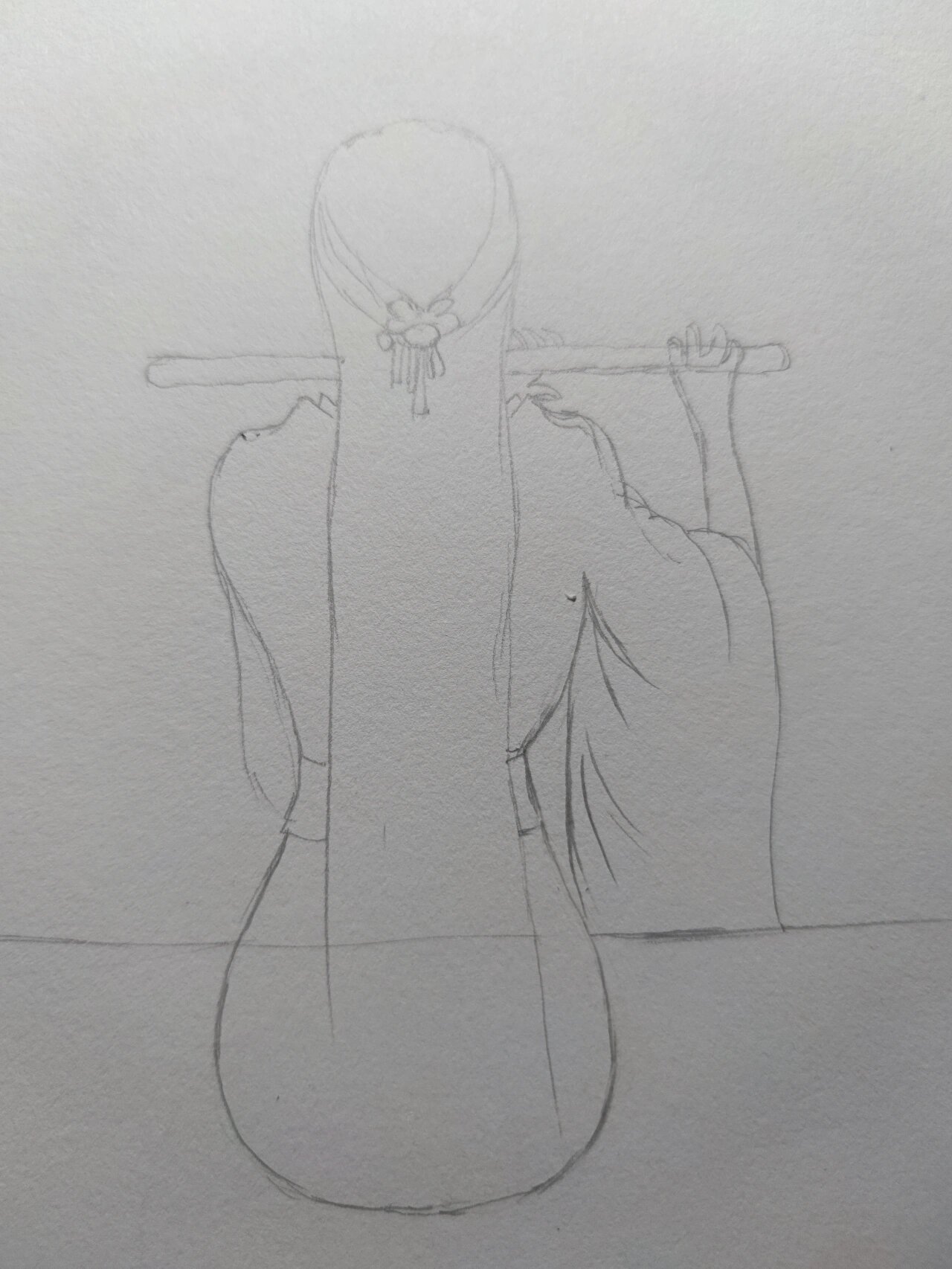 自学彩铅画/12 古风美人背影4