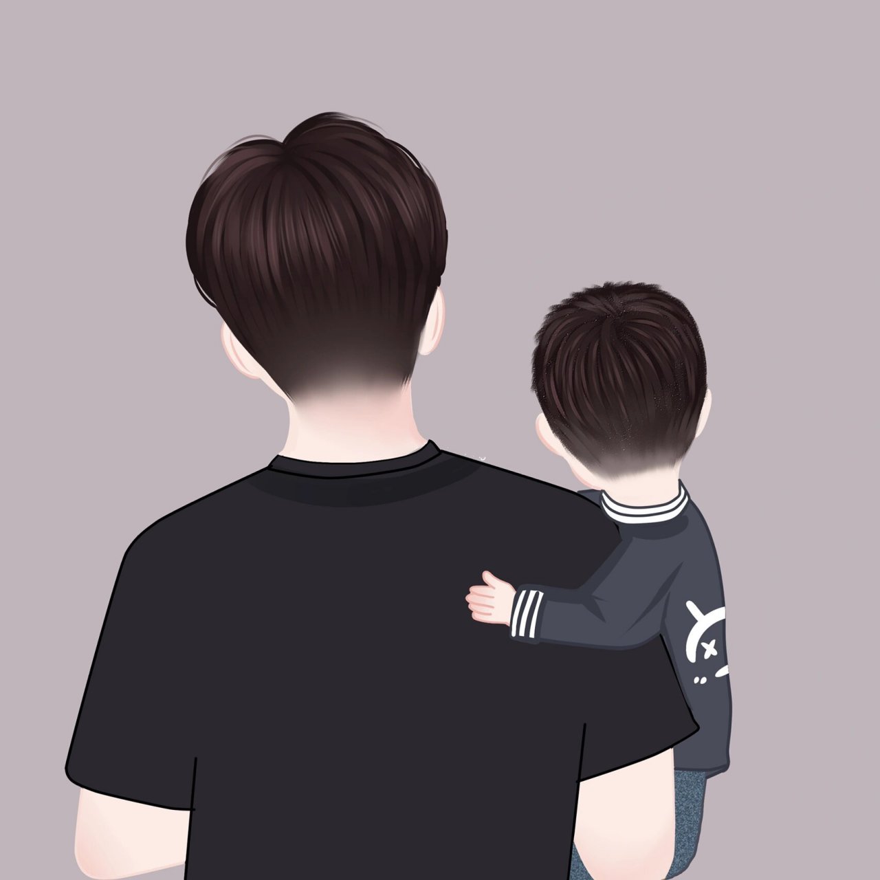 手绘一家四口|一家三口|背影头像可自取98 亲子全家福总结发在一起