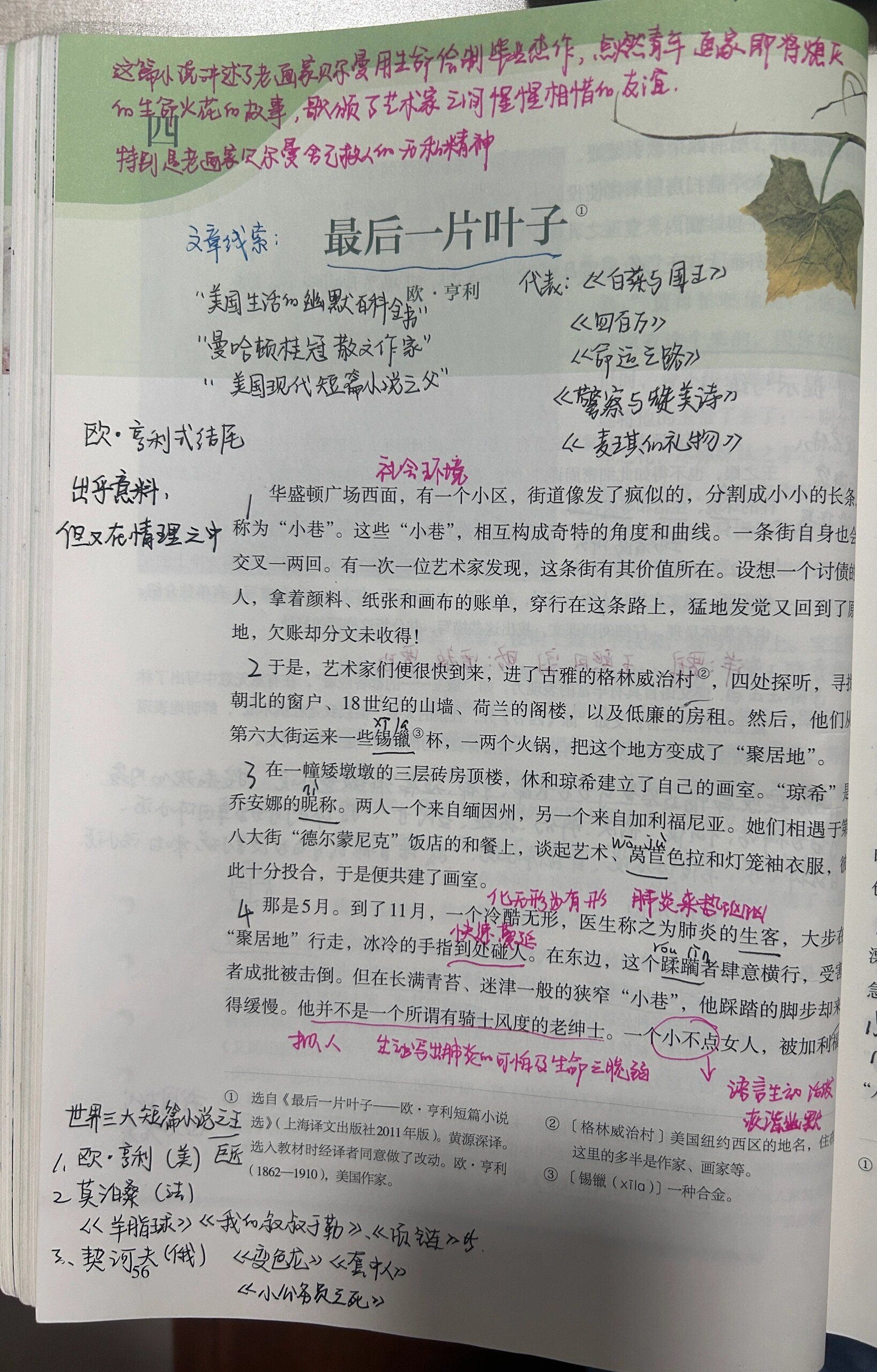 中职语文《最后一片叶子》