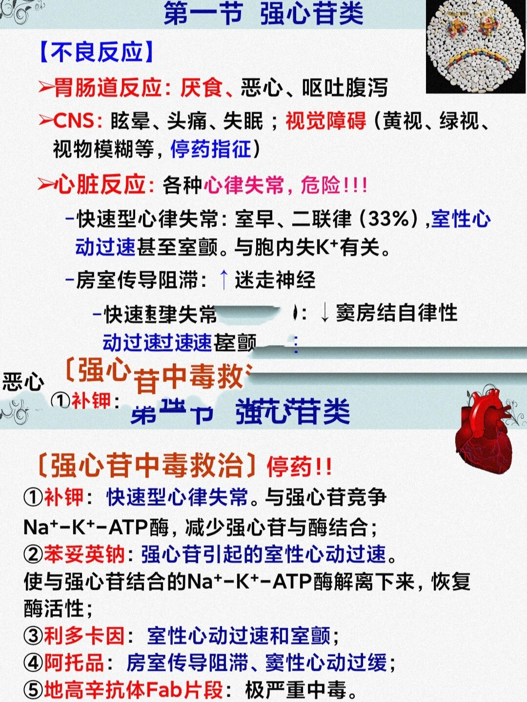 强心苷类药物治疗心力衰竭,中毒解救药 药理作用,正性肌力作用,负性