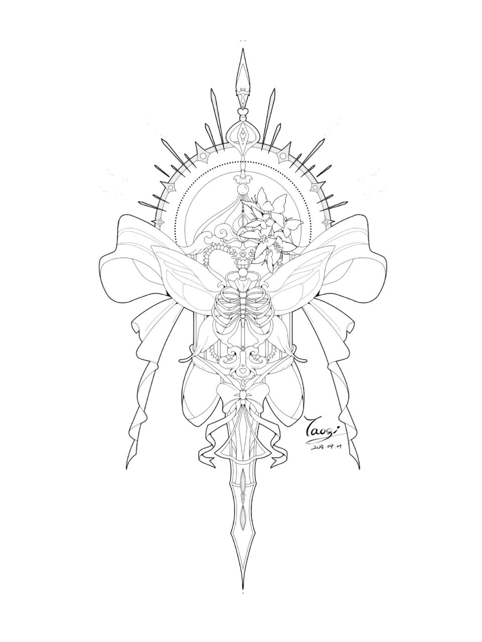 对称创意图形装饰线稿 修修改改,画了好久啊…创意也好难啊 最近画的