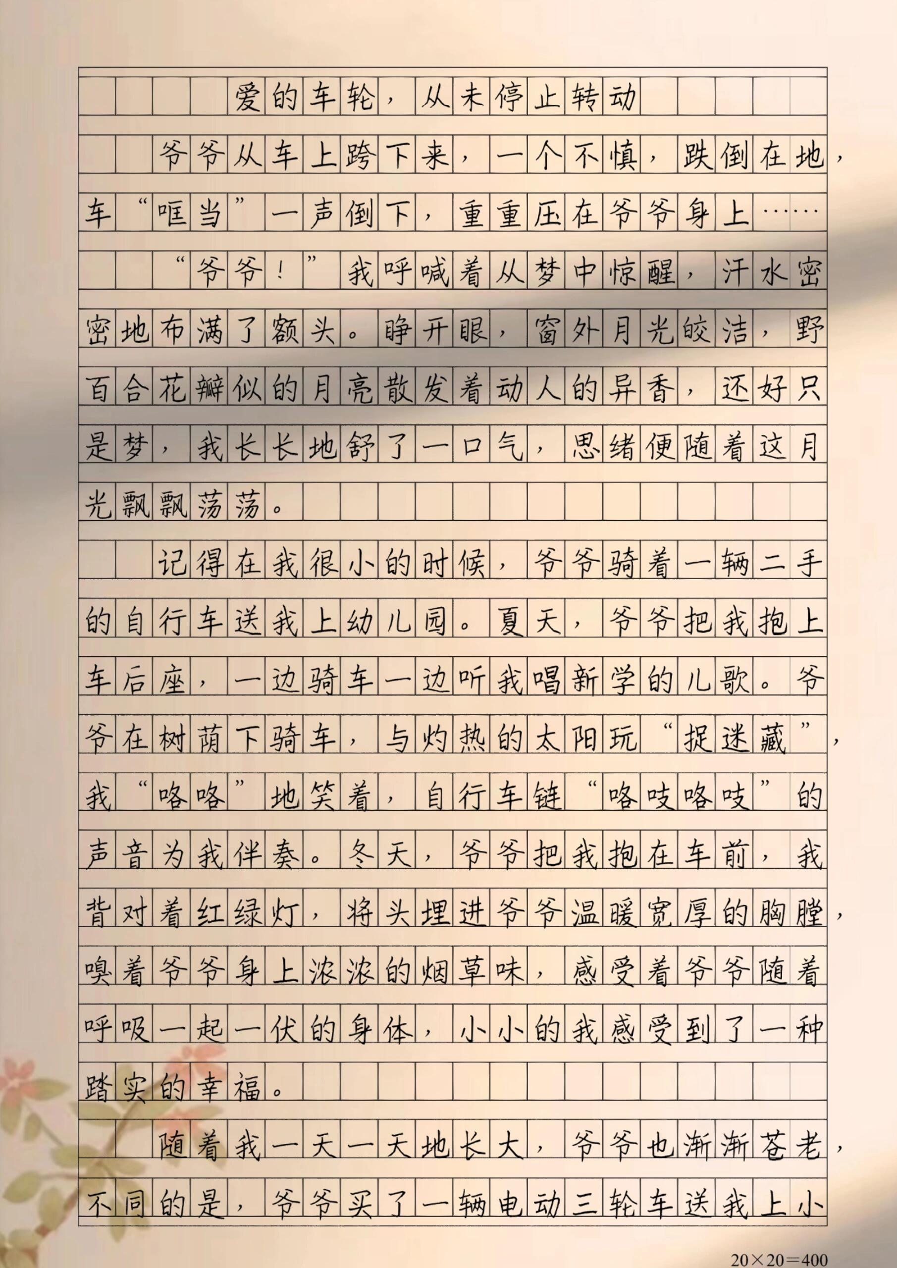 优秀作文《爱的车轮