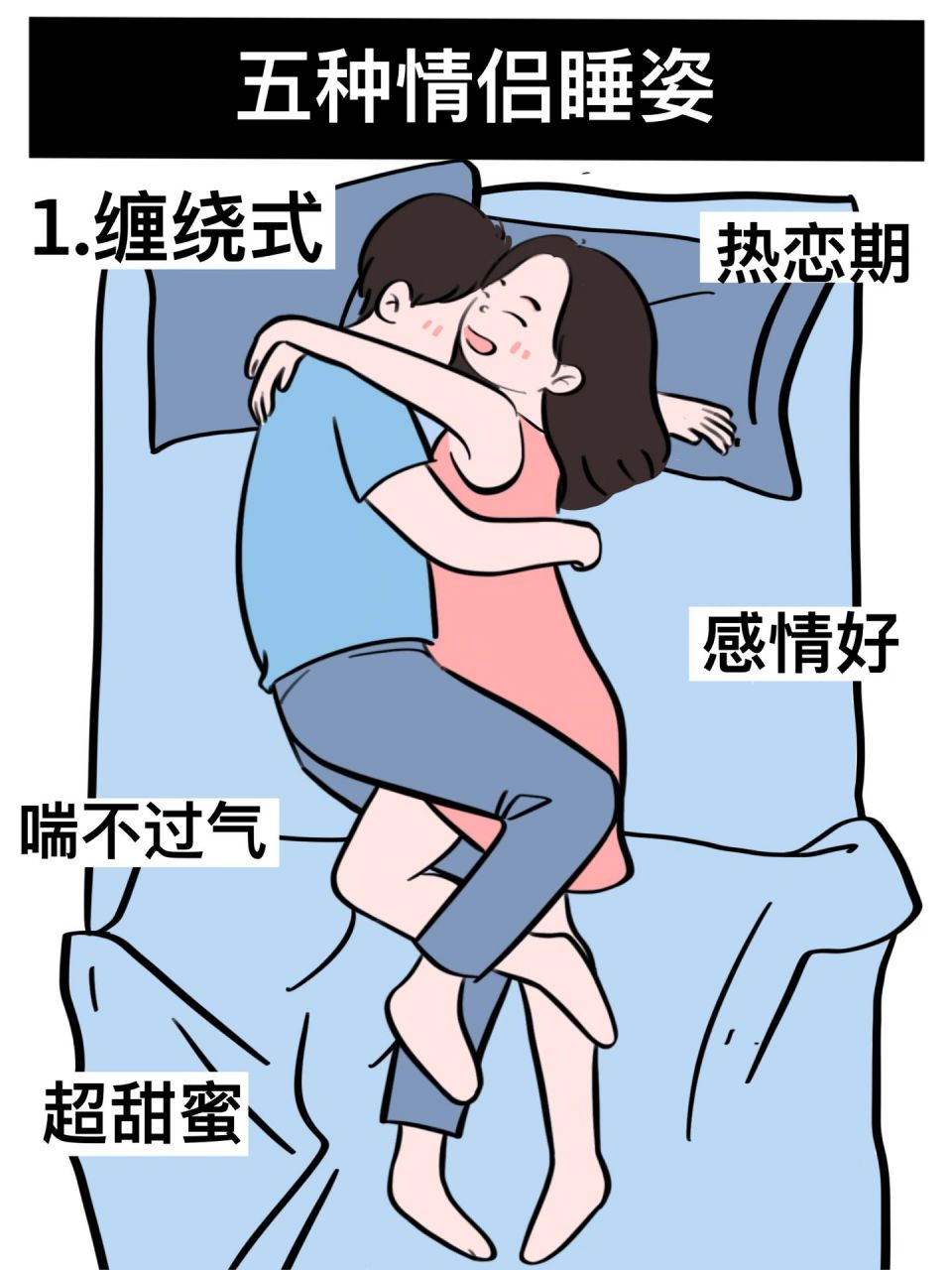 情侣睡姿漫画图片