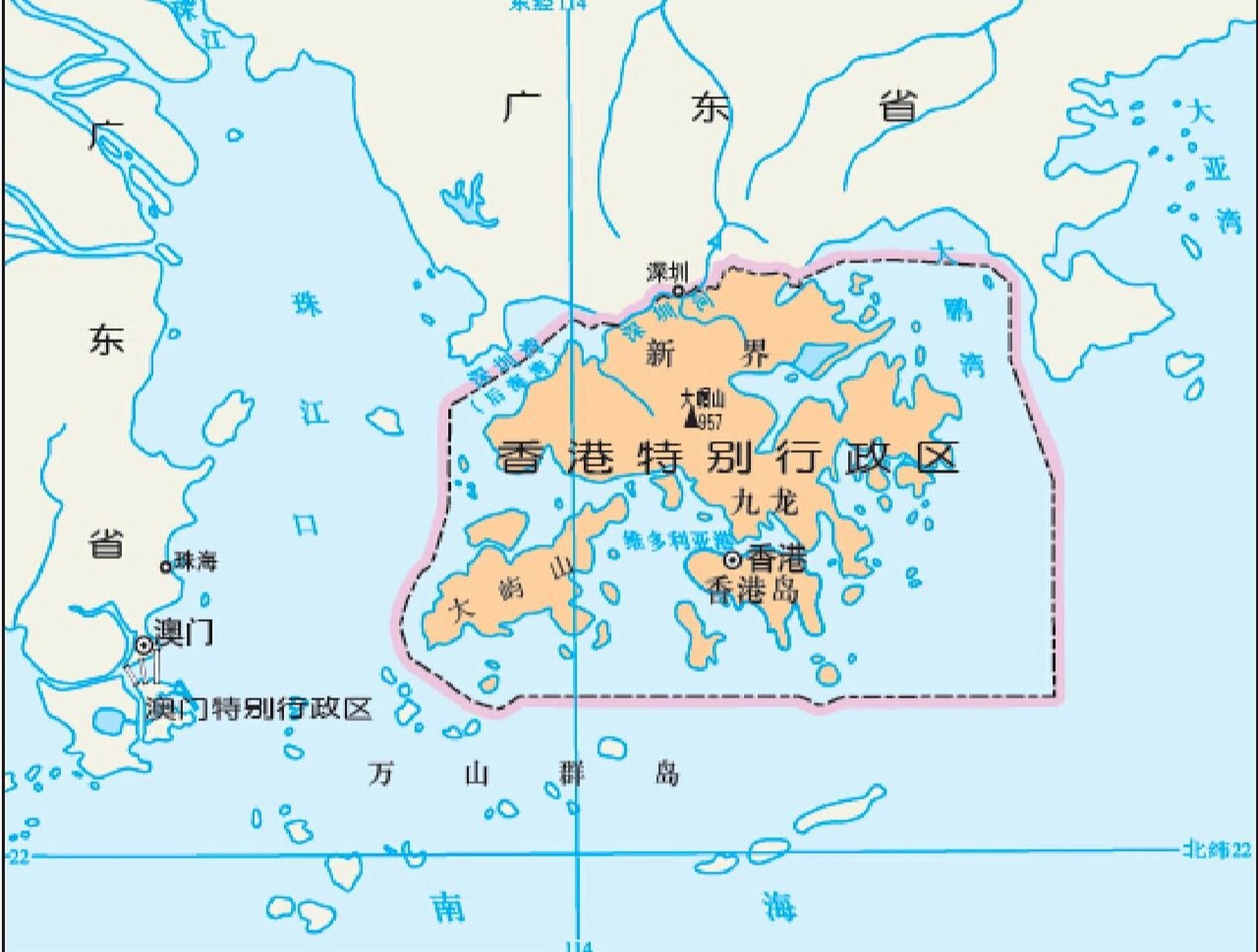 香港澳门地图位置图片
