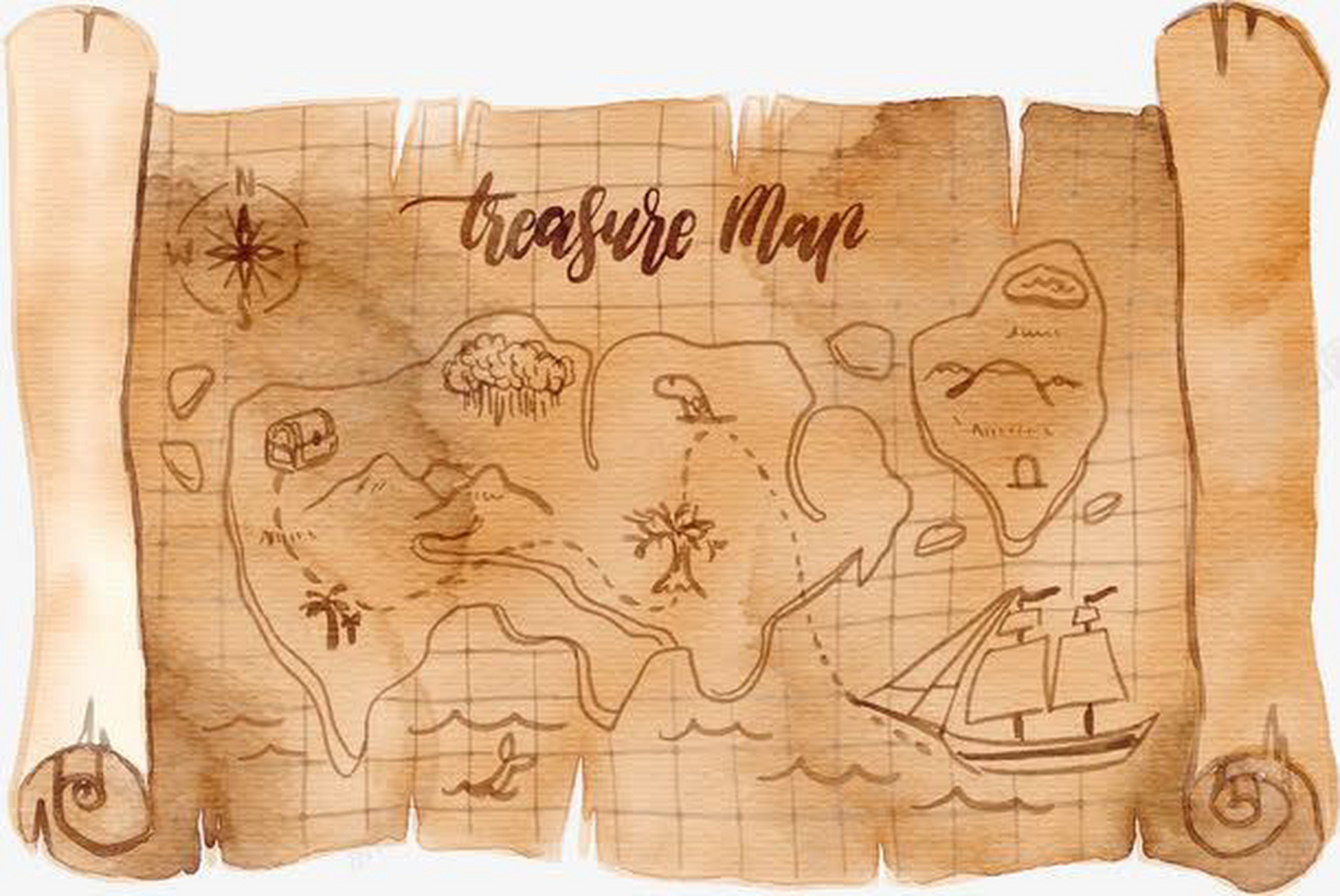 《藏宝图》创意画 适合幼儿园中班至一年级孩子,参考图附上