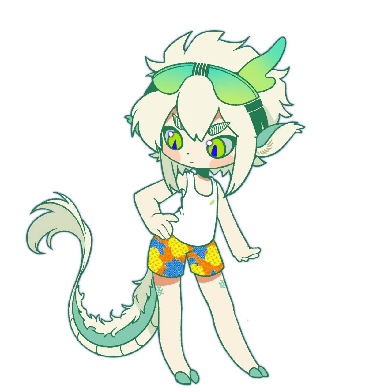 自设的绿色小麒麟 他叫梅尔塞斯佩利,很可爱吧!