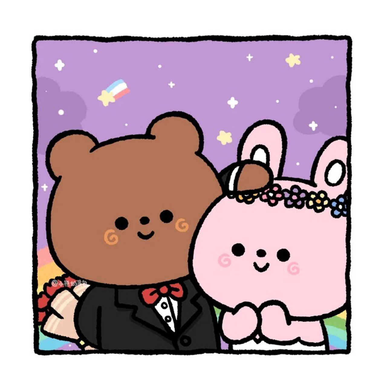 小熊小兔——壁纸 堆糖画师:小熊奶黄包