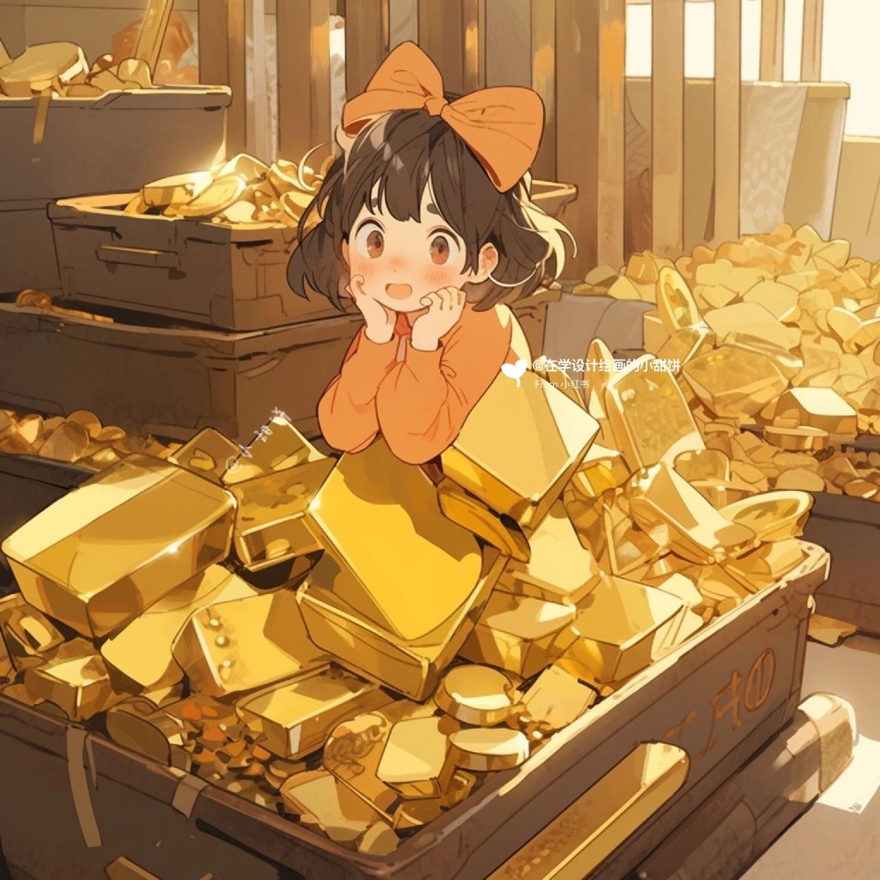 招98财女生头像|坐在金子堆里的小富婆  . 钱来钱来钱从四面八方来!