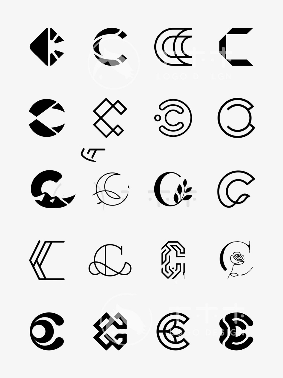 logo设计|200个字母c的创意变形 收集了200个字母c的各种形态演变素材