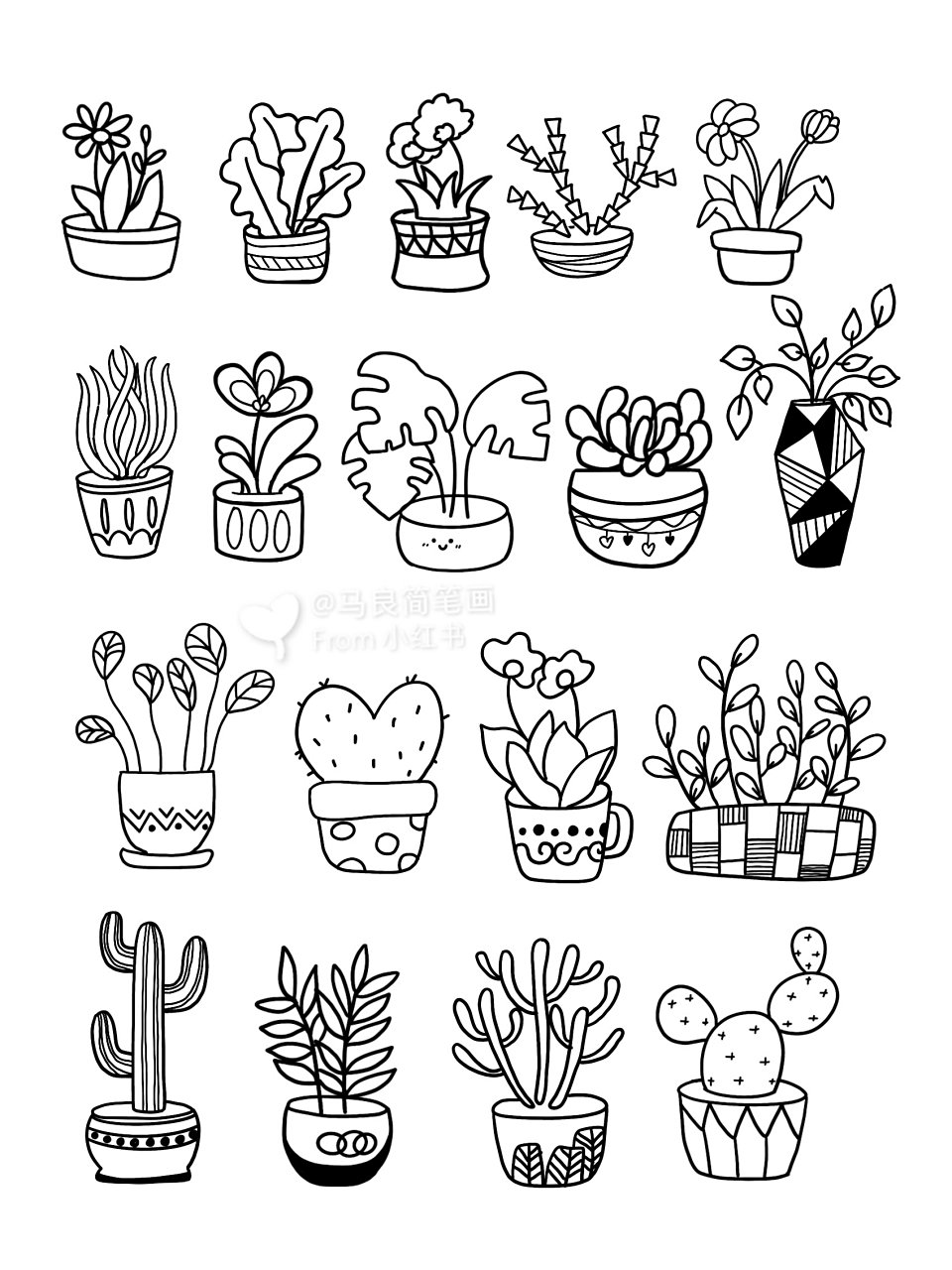盆栽简笔画|零基础可可爱爱小植物创意美术 坚持每天画