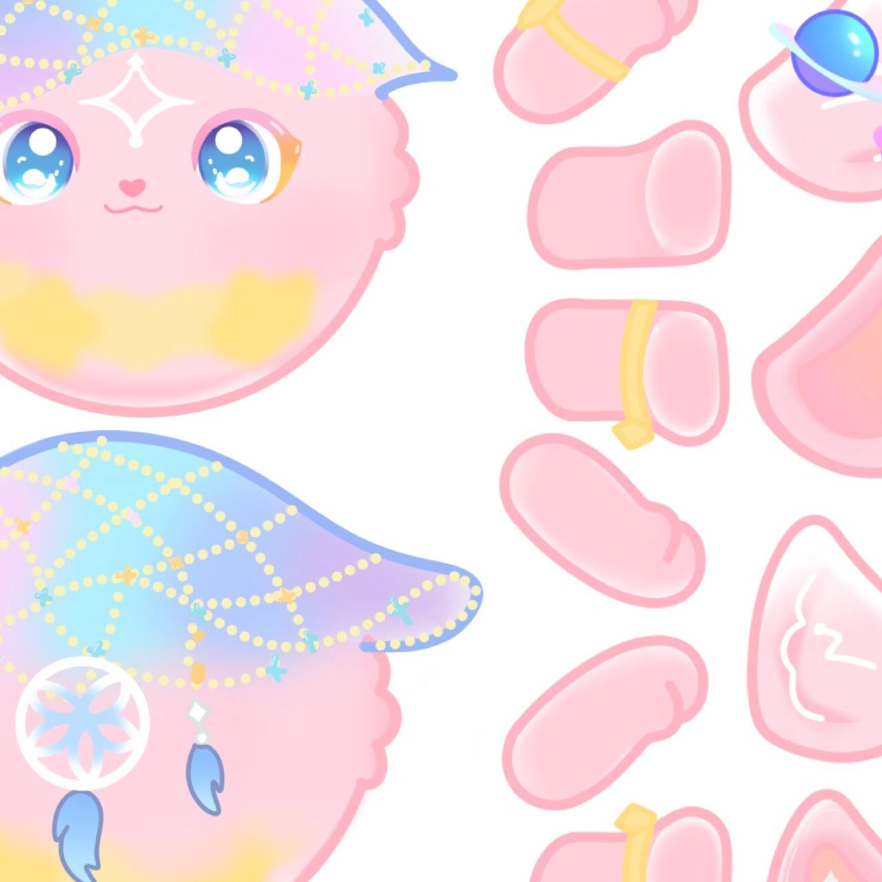 捕梦软软可动纸片人 私信要图(必须要谢谢噢)自己画的,可以要过程