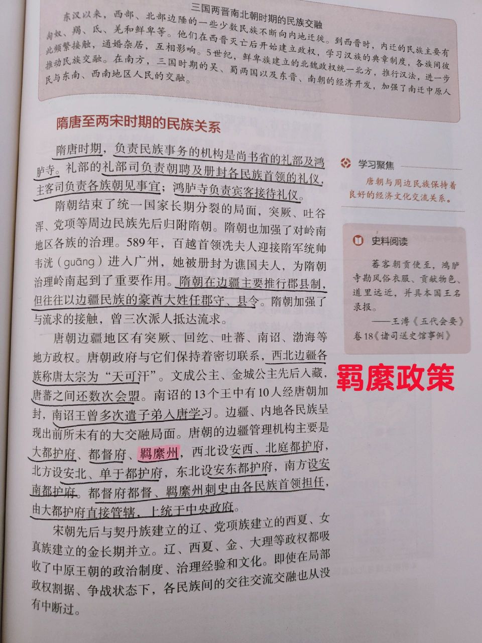 羁縻政策是一种恩威并施的政策方针,在不同的朝代有不同的表现:汉代的