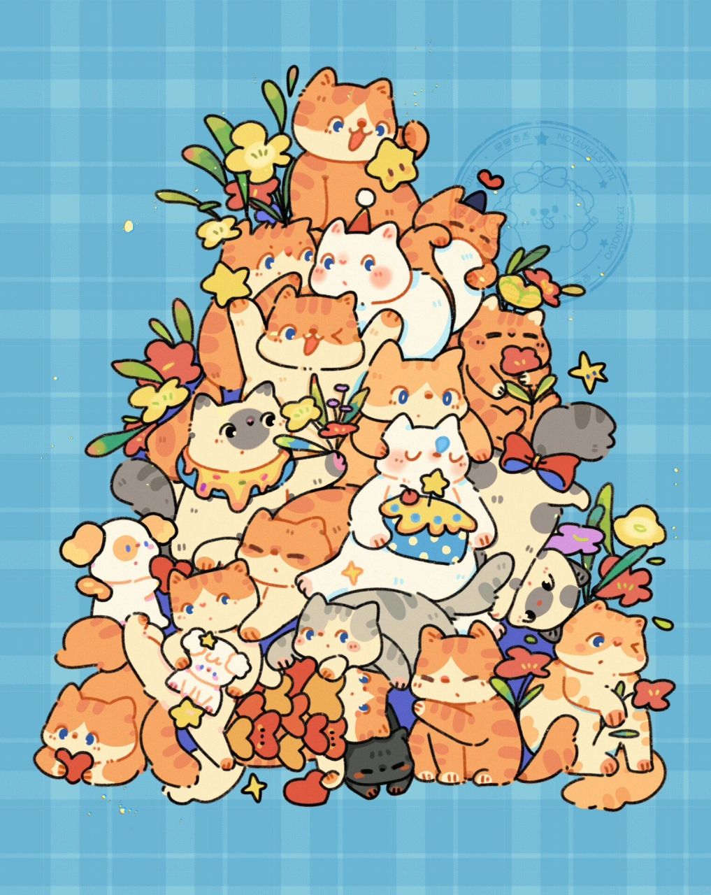 把猫咪堆一堆 73 治愈插画 小猫咪能有什么坏心思呢!