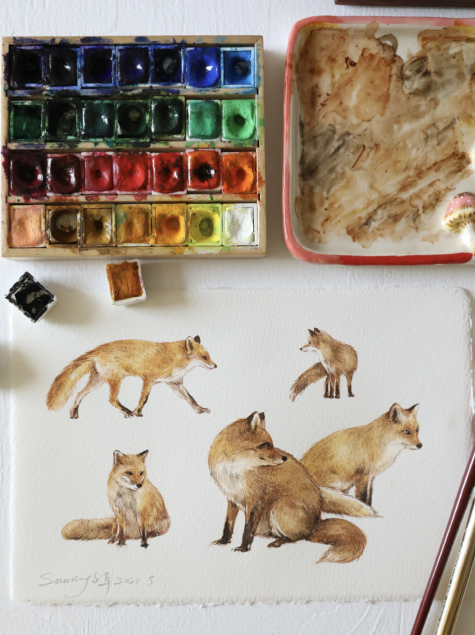 水彩插画 小狐狸绘画视频过程