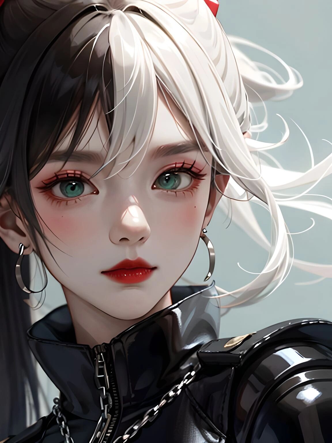 黑白魔女头像·半天使半魔鬼·酷炫紧身皮衣