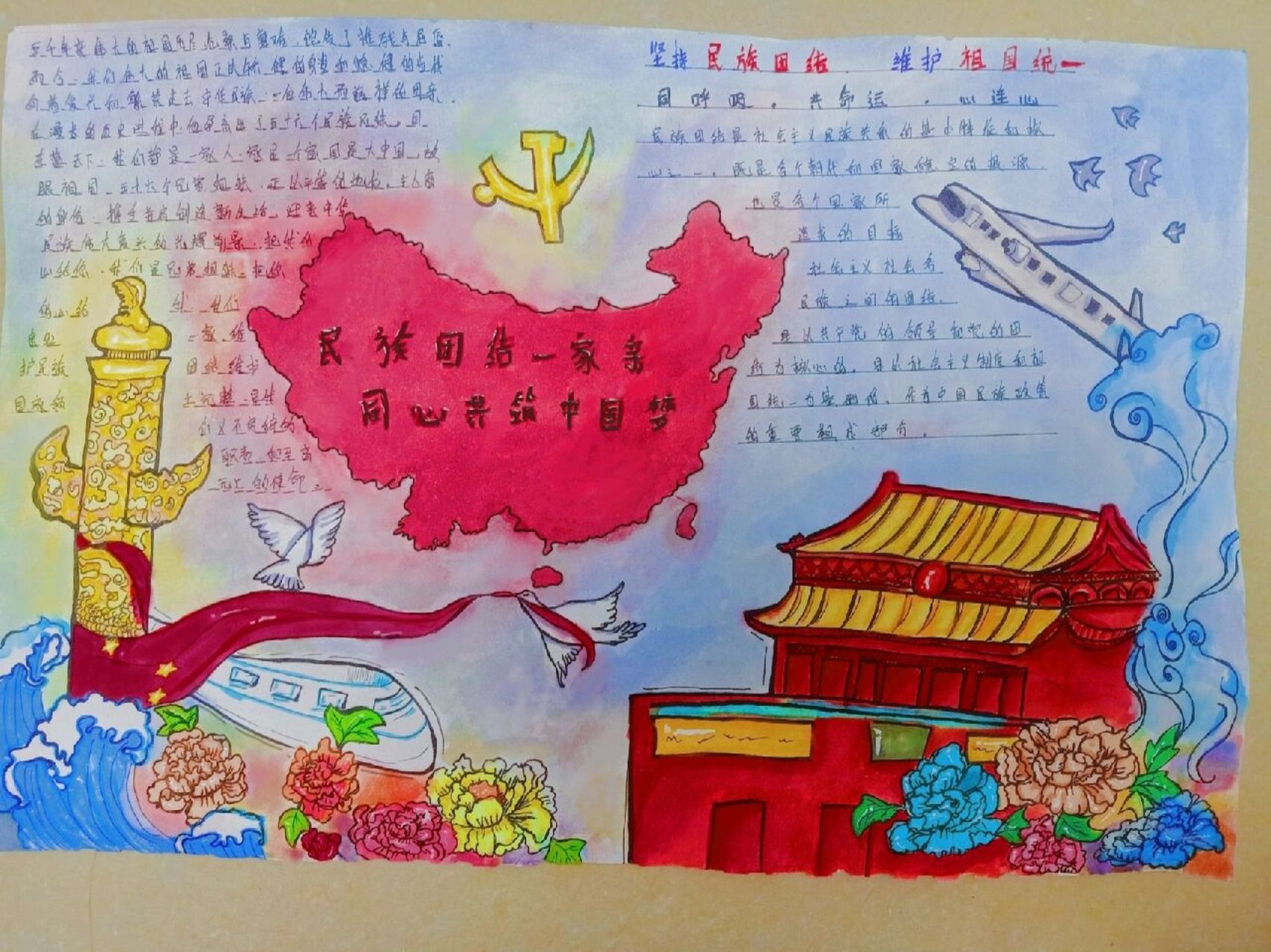 民族团结手抄报 民族团结一家亲,同心共筑中国梦79
