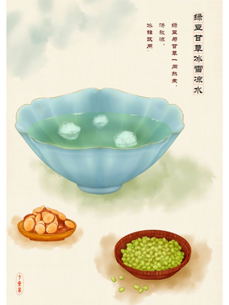 中国古代美食系列-宋01(国风美食插画) 97凉水是宋朝对冷饮的称呼.