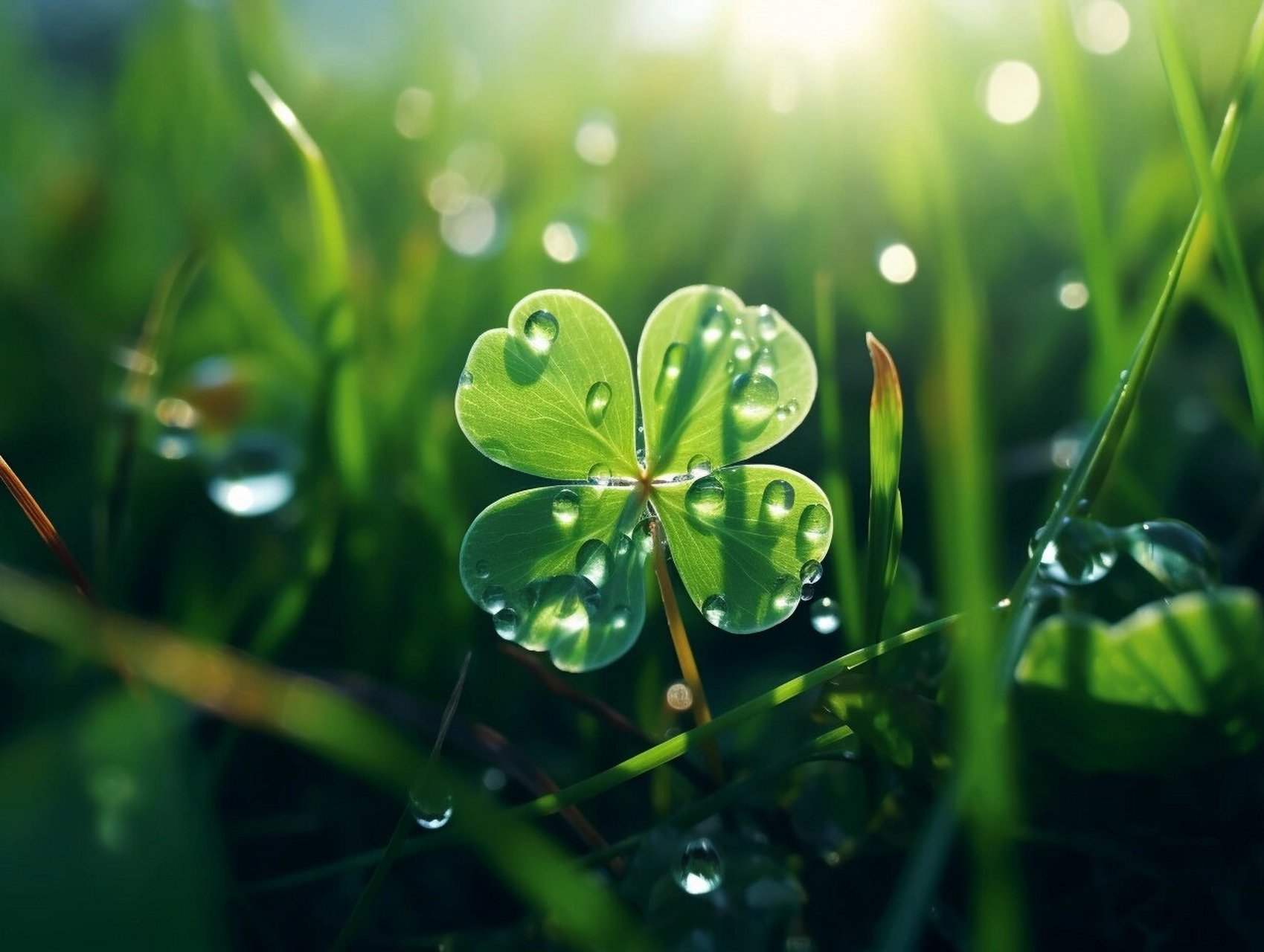 96ai绘画创作打卡50789274 这幅绘画中,一朵五叶草静静躺在