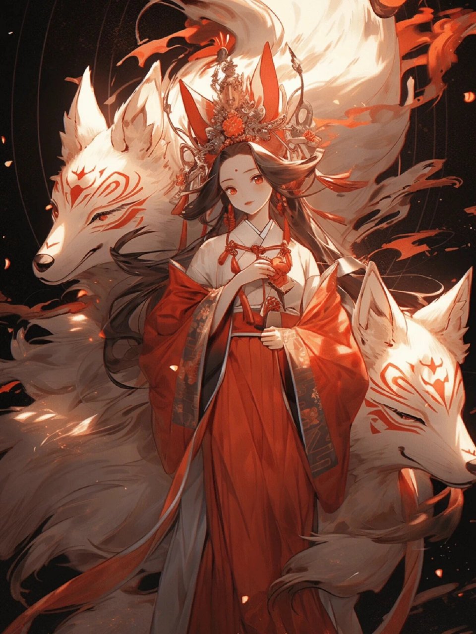 【神话系列】狐族少女,九尾红狐  《山海经》记载了青丘与九尾狐