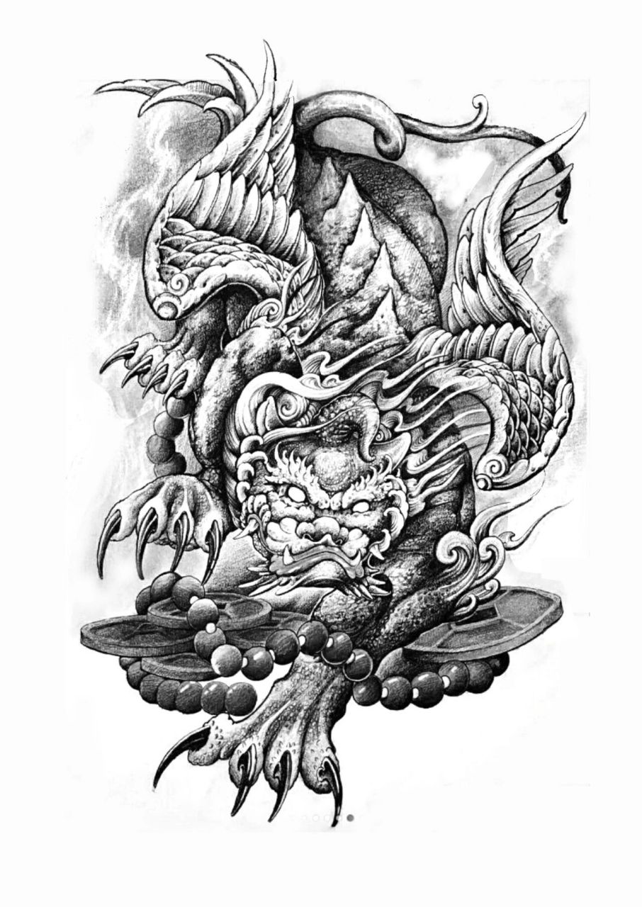 貔貅纹身手稿图案收藏2 貔貅纹身线稿手稿2
