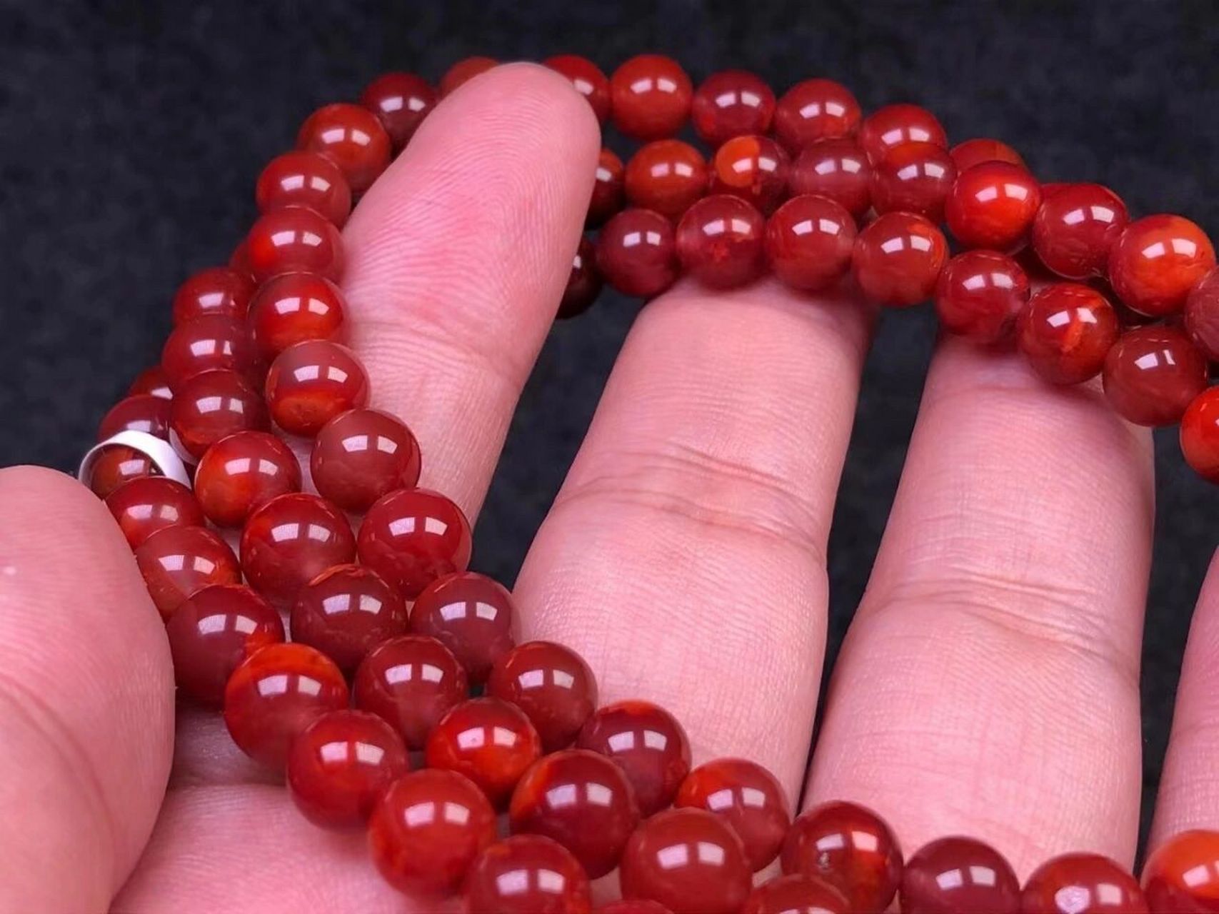 3mm精品凉山南红瓦西牛血红108佛珠95颜 7.