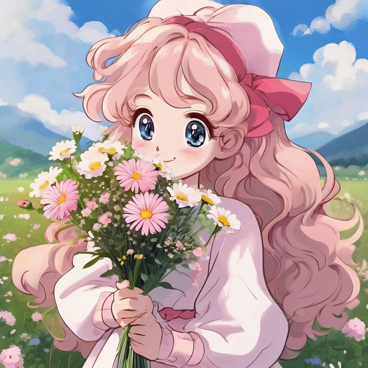 百变抱花61女生头像～ 哟呼～又是不一样的色彩搭配,本人最喜欢绿色