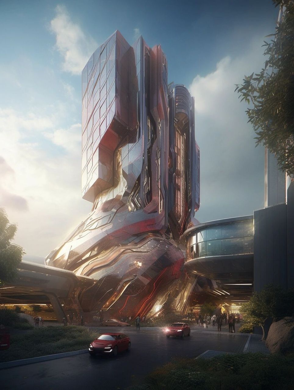 上海特斯拉全球总部及研发中心2123概念设计 新未来主义设计,建筑外观