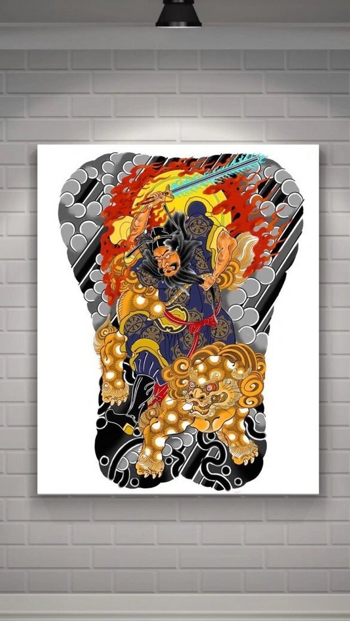 日式老传统人物类满背纹身手稿