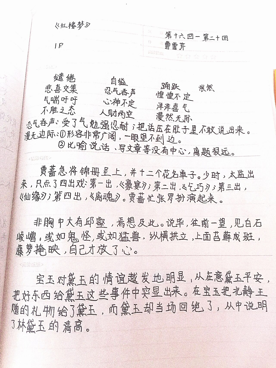 《红楼梦》读书笔记 十六~二十回
