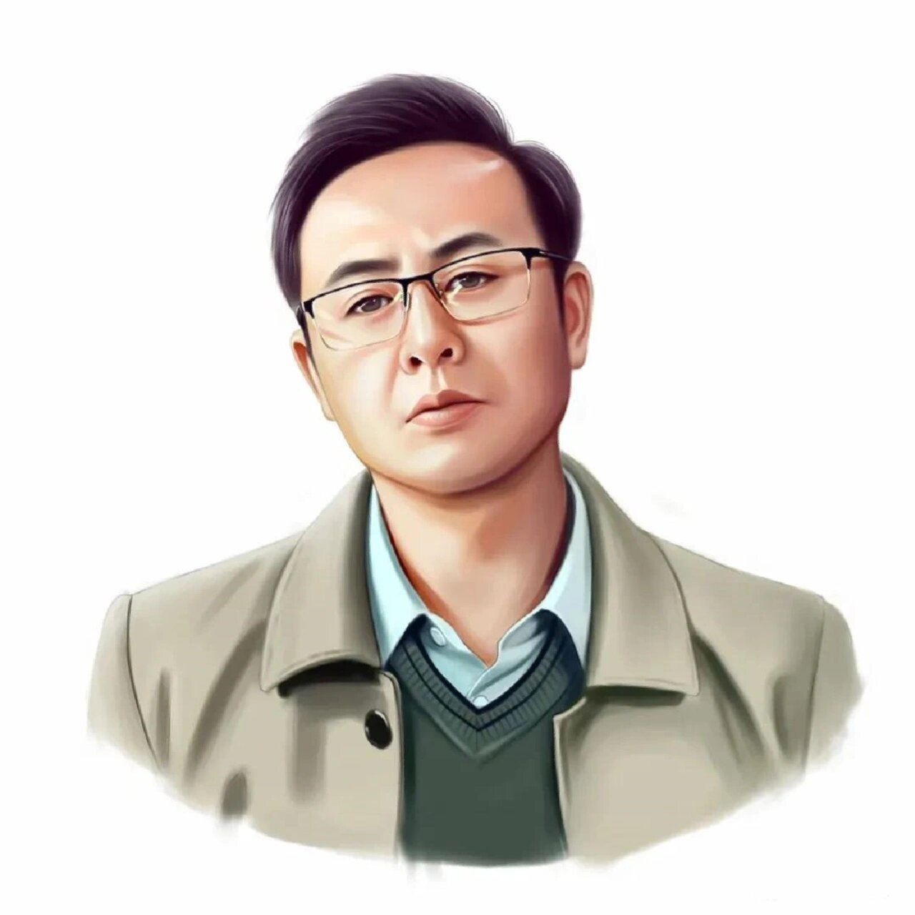 成熟自信 帅气十足的男士手绘头像 男士的写实手绘头像.