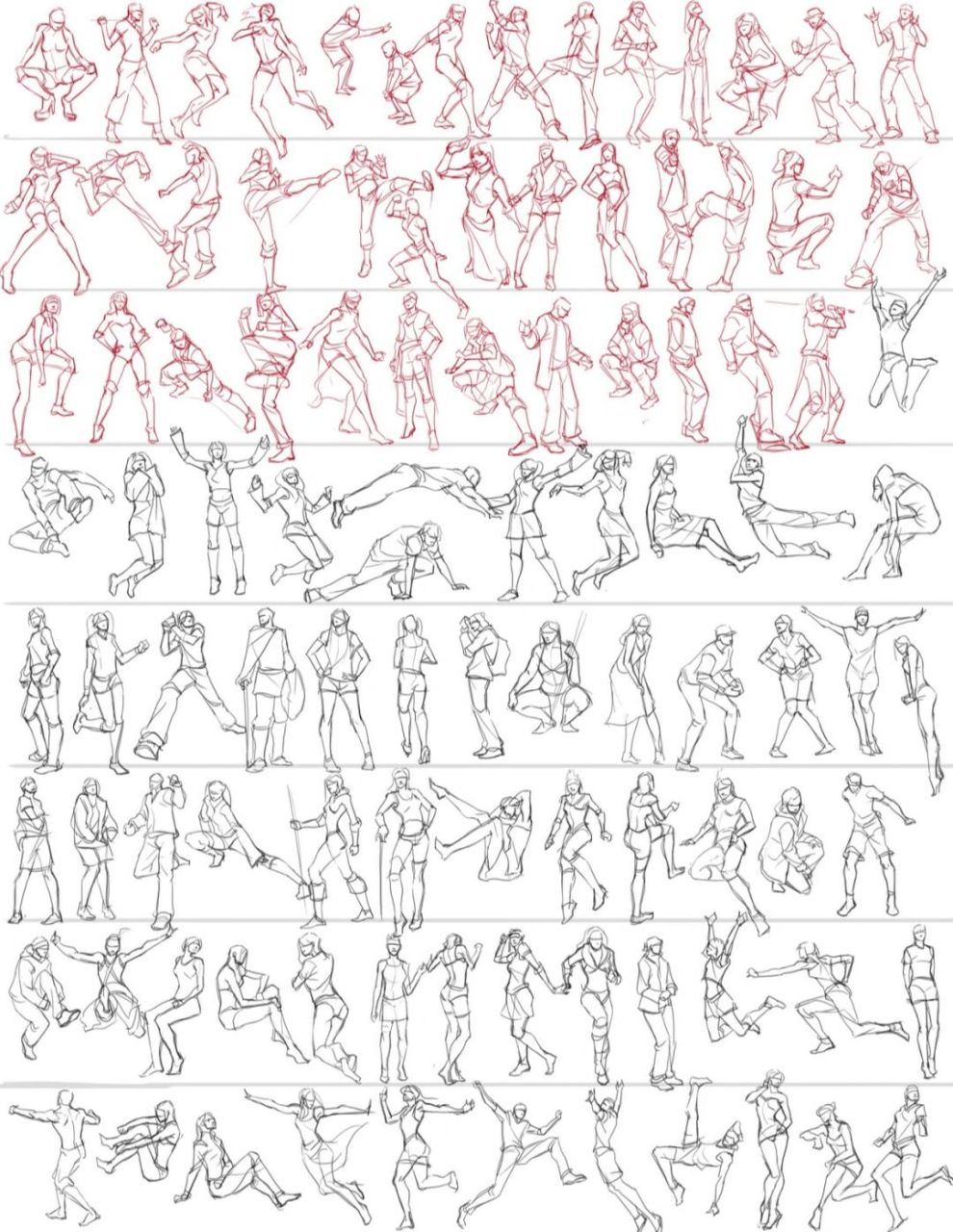 proceate手绘素材|人物动作素材 今天又更新了多重人物动态 后续可能