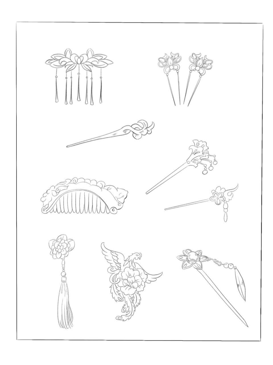 古风发饰|线稿|临摹