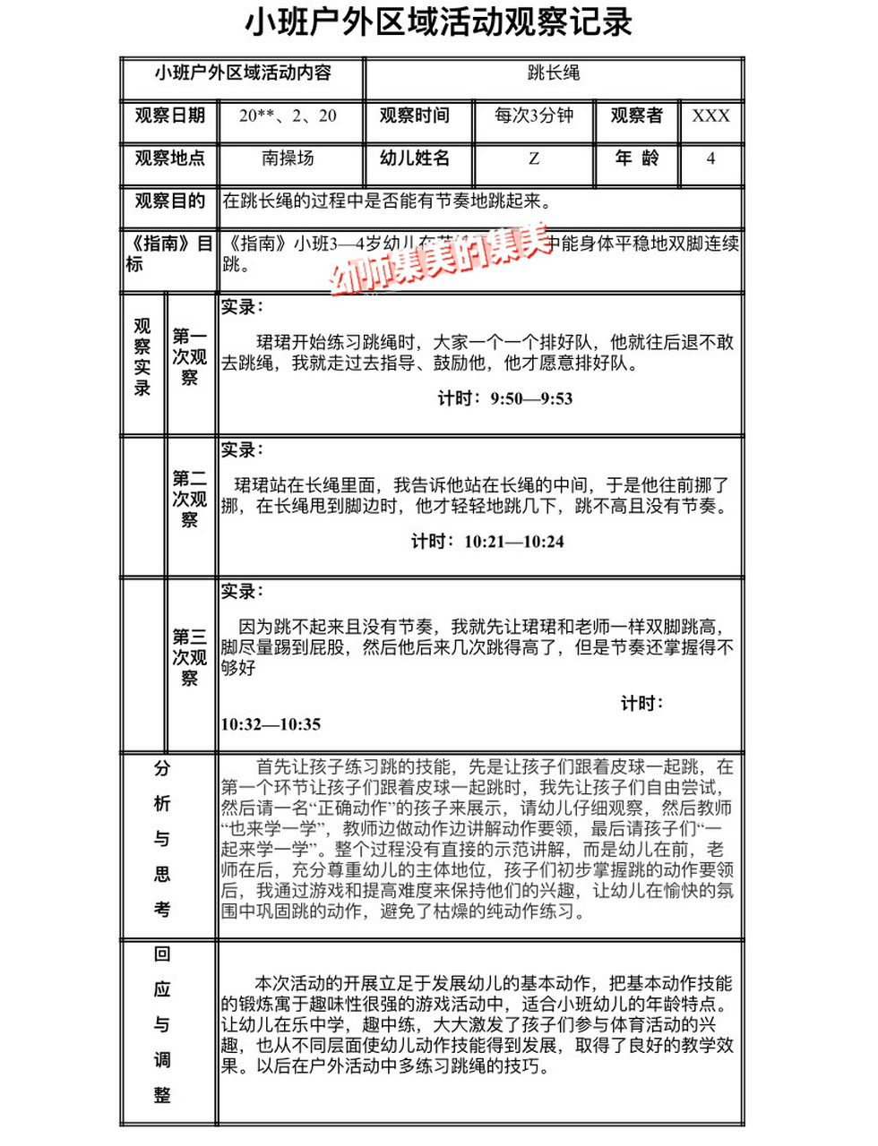 小班观察记录及分析和支持与策略(小班观察记录怎么写,还有分析与措施)