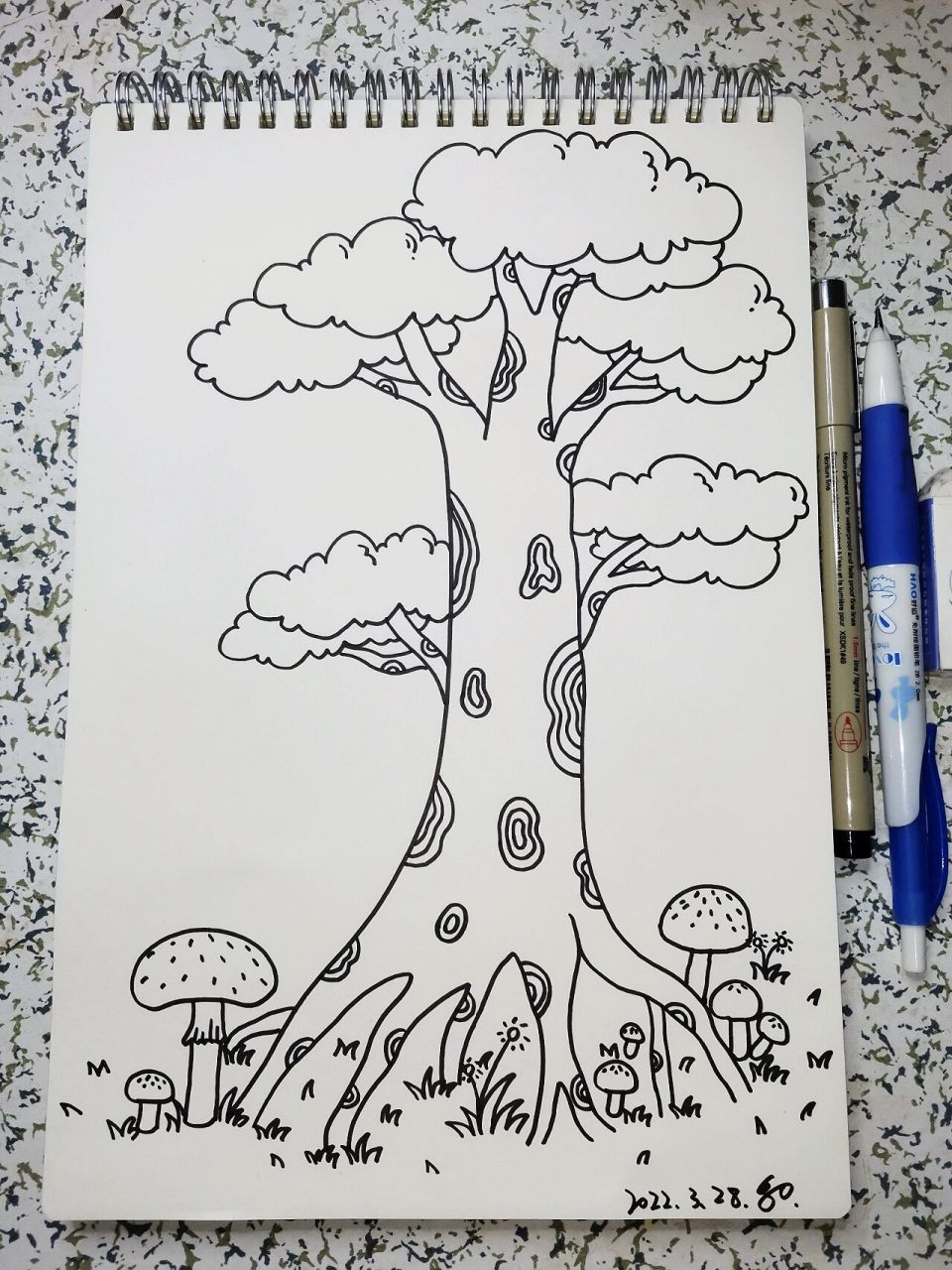 大树场景简笔画画法-原创52