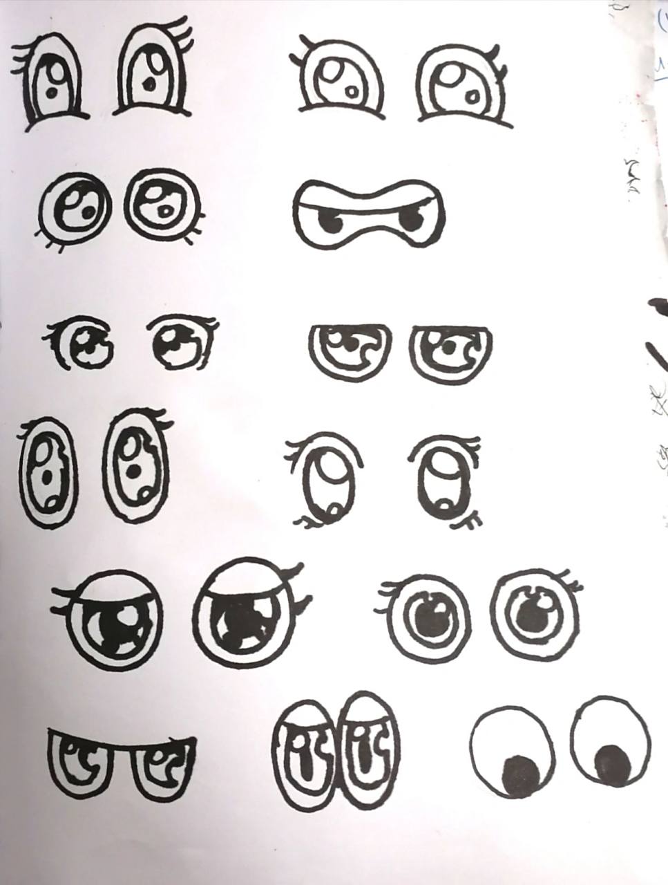 儿童简笔画眼睛大全 用的是西瓜太郎十二色,打印纸