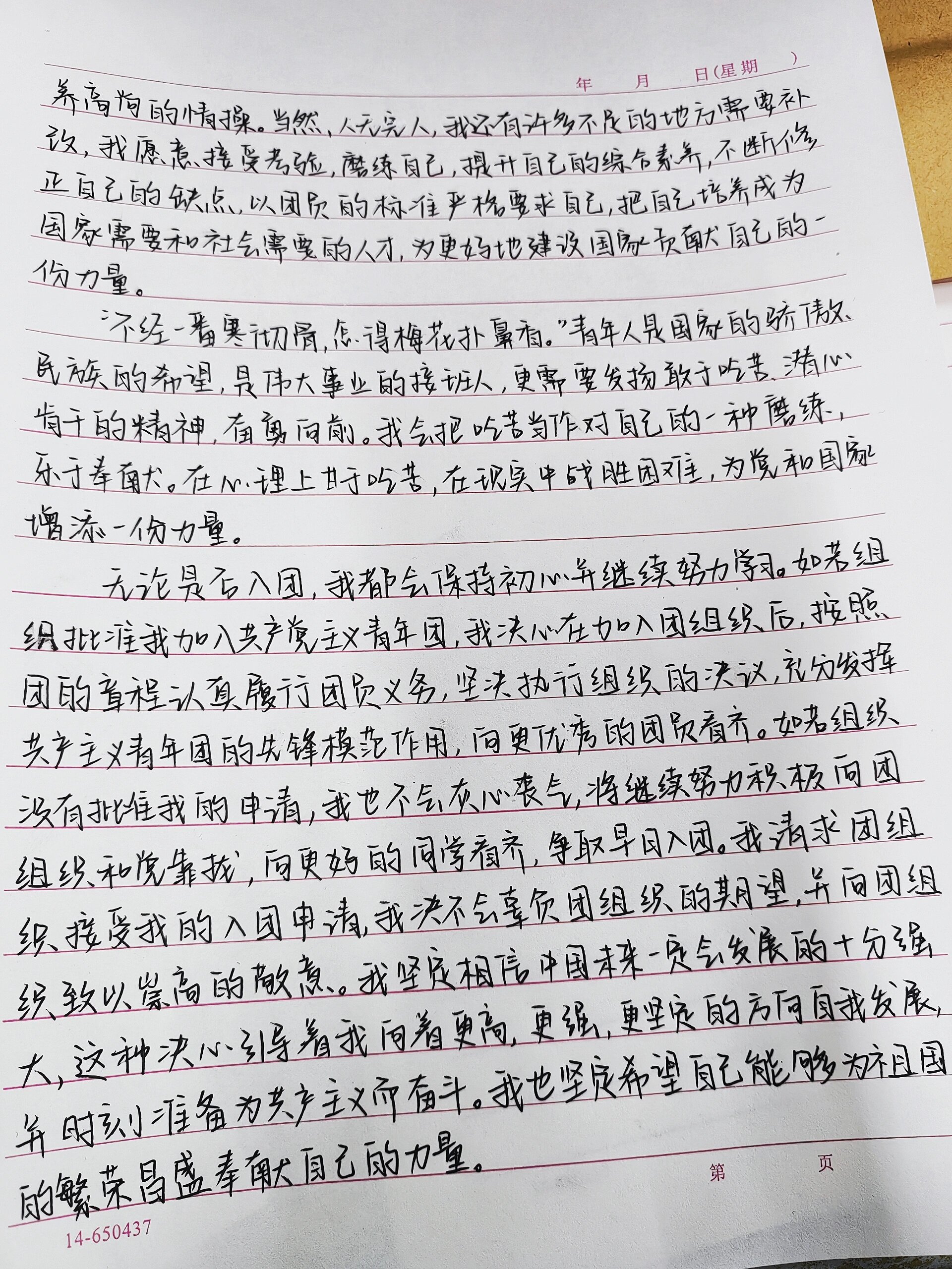 入团申请书