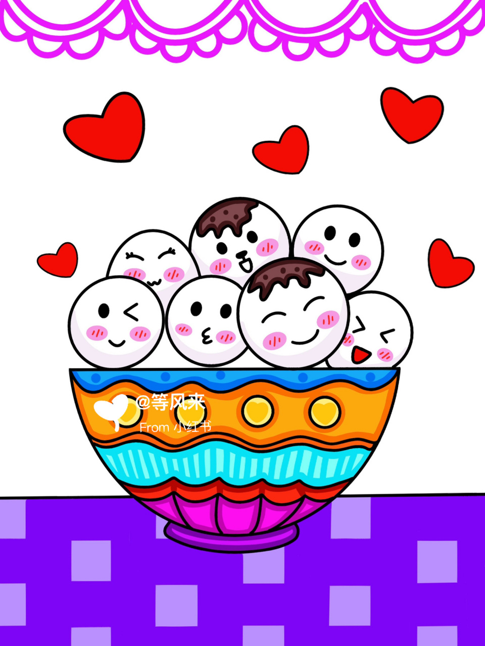 元宵节 吃汤圆 创意画 儿童画 简笔画带线稿 #创意美术儿童画# #儿童