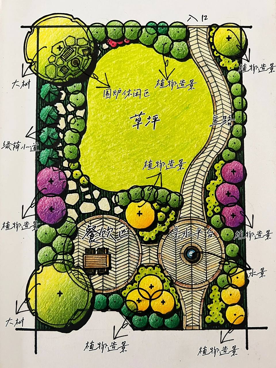 慵懒休闲花园这样做!手绘平面图详解