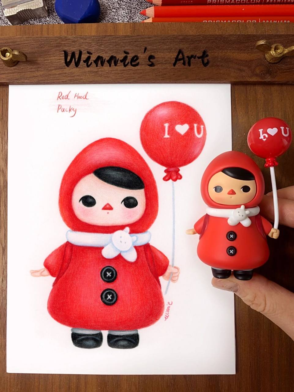 【手绘彩铅盲盒】毕奇气球小红帽/附线稿 老规矩:完整绘画过程视频在